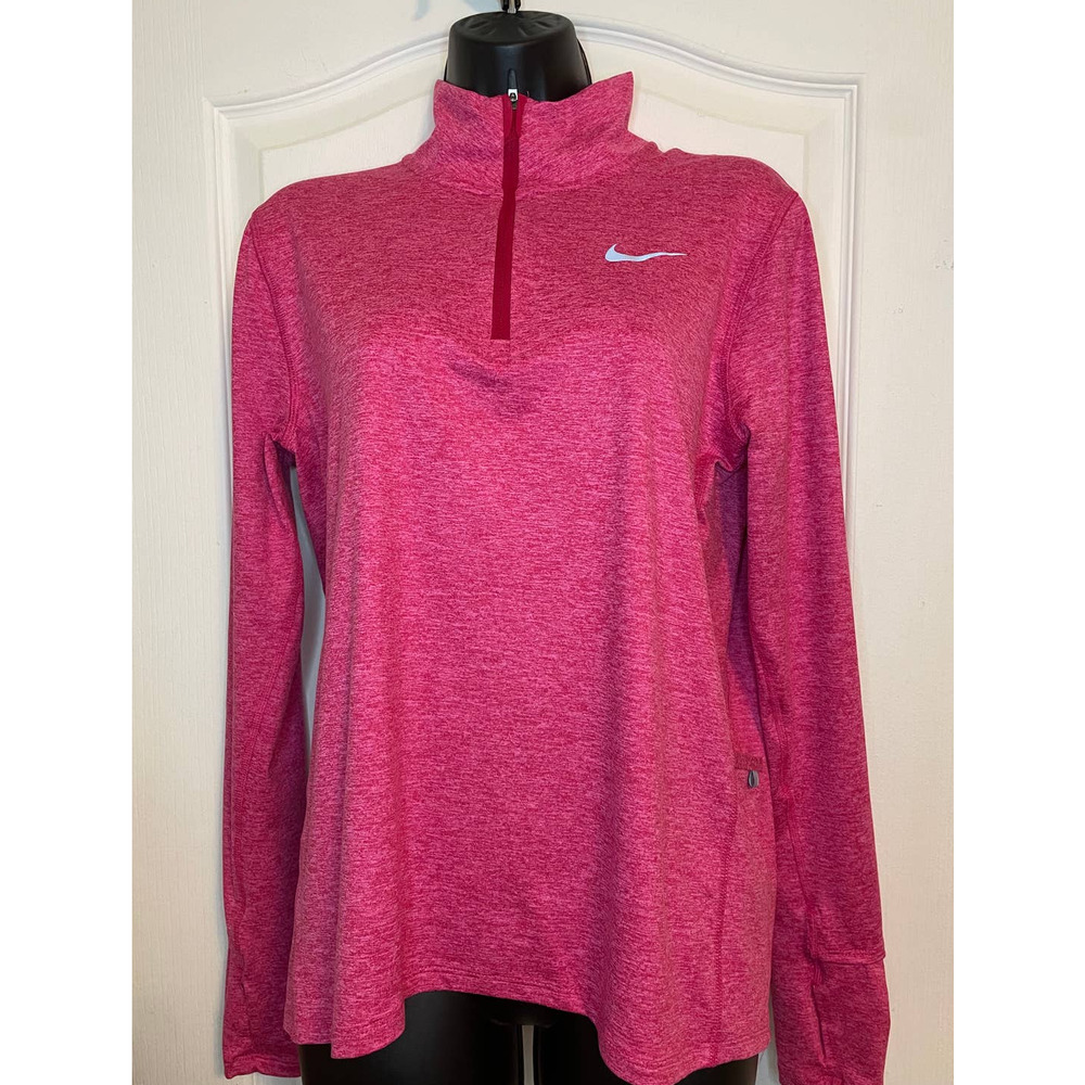 Nike Women's Pink Heather Quarter-Zip Long Sleeve Jersey